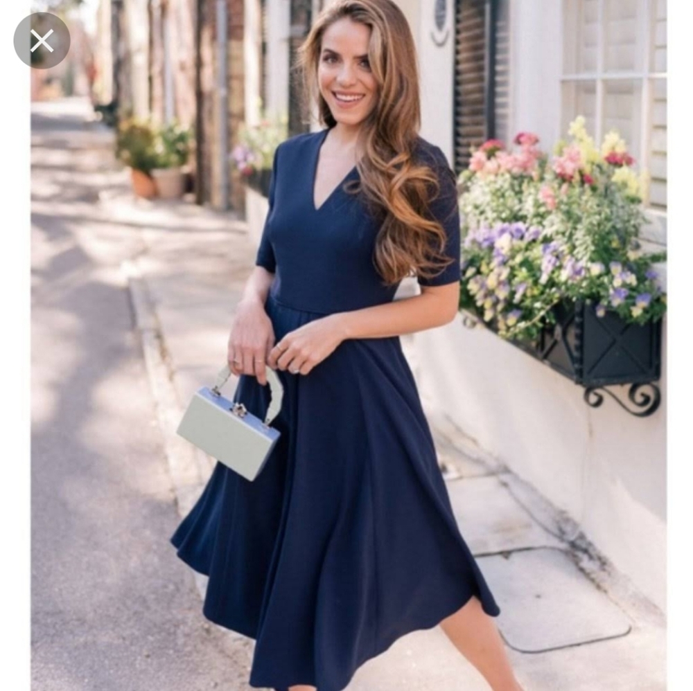 Gal Meets Glam Edith Navy Midi Dress